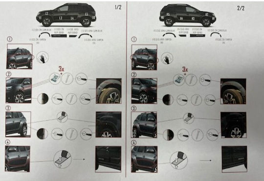 Set Idealstore 12 Protectoare Uși cu Aripi + 2 Protectoare de Compatibilitate Fără Senzori Dacia Duster II 2018 Încoace Fabricate din Plastic ABS