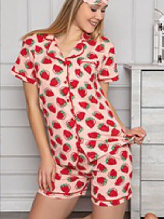 Mirano Homewear Καλοκαιρινό Γυναικείο Σετ Πιτζάμας Βαμβακερό Ροζ