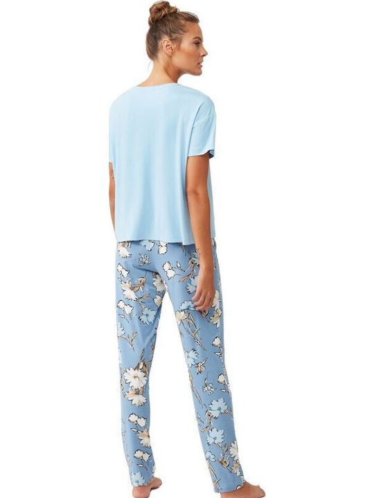Catherine's Sommer Damen Pyjama-Set Light Blue