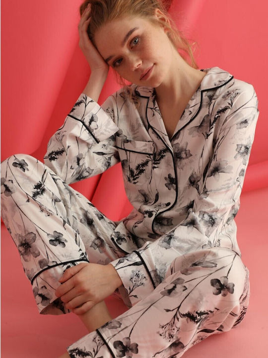 Mirano Homewear Καλοκαιρινό Γυναικείο Σετ Πιτζάμας Λευκή