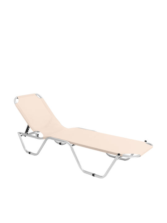 Градински и Басейнови Шезлонг Алуминий Comfy с Текстилен Материал Бежов 188x59x30см