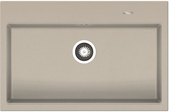 Pyramis Ithaka 1b Drop-In Kitchen Sink Made of Liquid Granite L78xW51cm Dark Beige