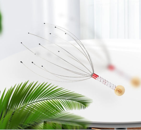 Scalp Massage Device Pain Relief Soothing Effect 3d Stimulation Silver Red