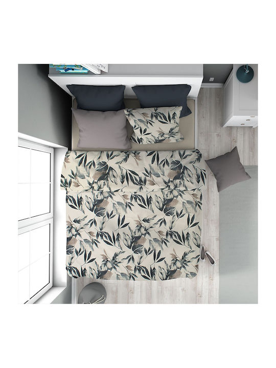 Dimcol Duvet Cover Cotton Queen 220x240 Eurydiki 710 Ecru-black