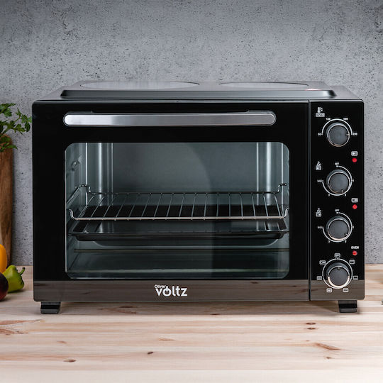 Voltz Electric Countertop Oven 45lt with 2 Burners and Air Black