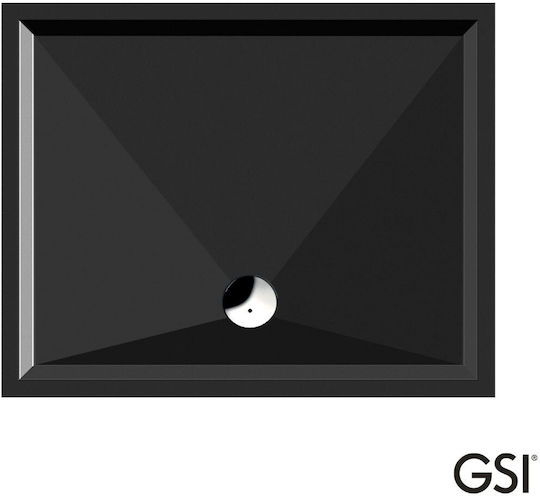GSI Slim Ορθογώνια Πορσελάνινη Ντουζιέρα 100x80cm Μαύρη