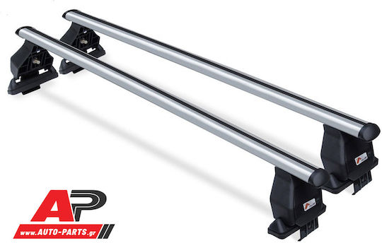 Menabo Aluminum Car Roof Bars 112cm for Alfa Romeo Alfa 156 4D Set with Roof Rack Legs Silver
