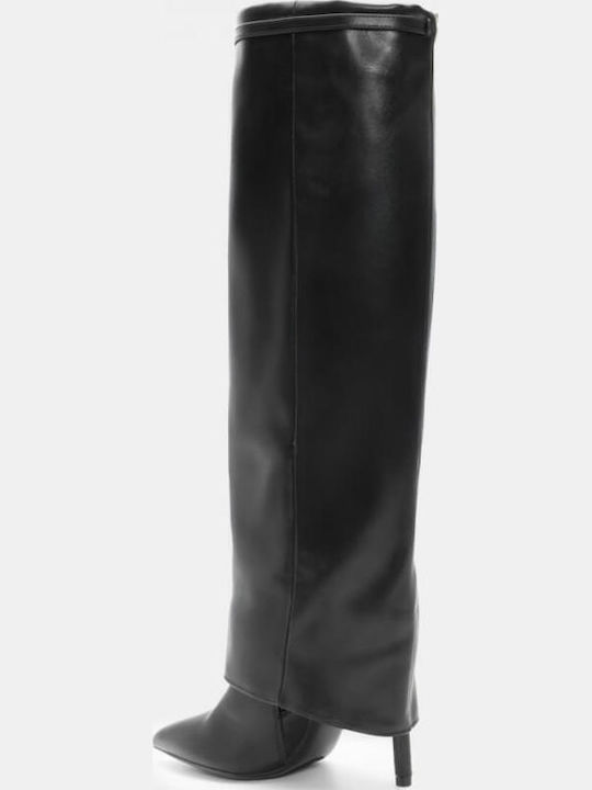Wildleder Damenstiefel mit hohem Absatz Schwarz
