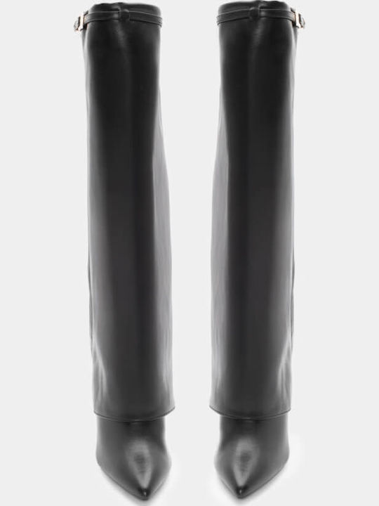 Wildleder Damenstiefel mit hohem Absatz Schwarz