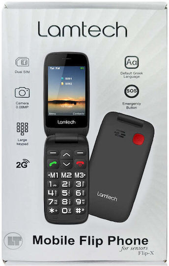 Lamtech Flip-X Dual SIM (32/32MB) Κινητό με Μεγάλα Κουμπιά Μαύρο