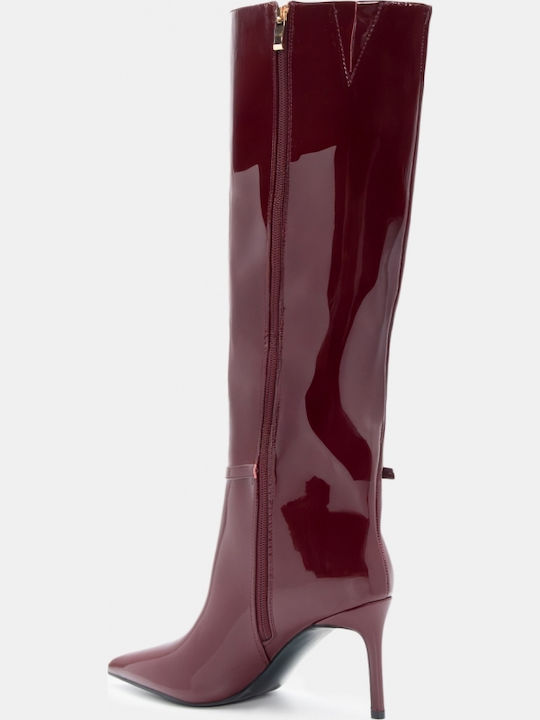 Cizme dama cu toc înalt Burgundy