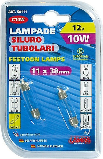 Lampa Lampen Auto & Motorrad SV8.5-8 C10W 12V 10W 2Stück