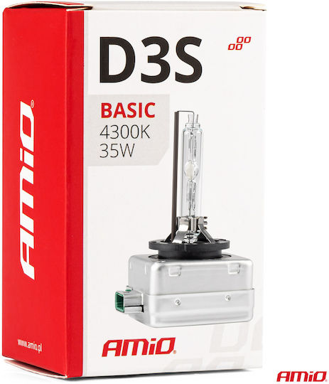 AMiO Λάμπα Αυτοκινήτου Basic D3S Xenon 4300K Φυσικό Λευκό 35W 1τμχ