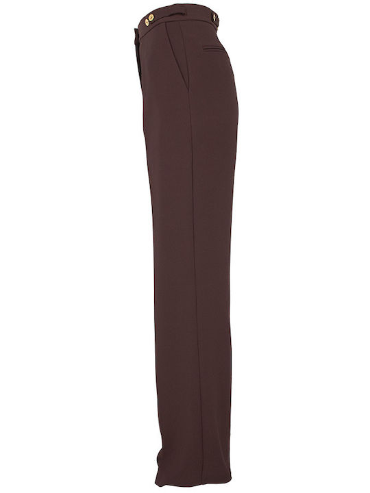 Women's High-waisted Fabric Trousers Bordeaux
