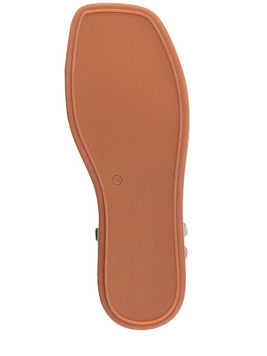 Women's Flat Sandals in Beige Color
