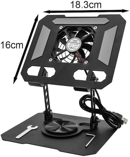 Andowl Q-ZJ268 Стойка за Лаптоп с 1 Вентилатор Черен