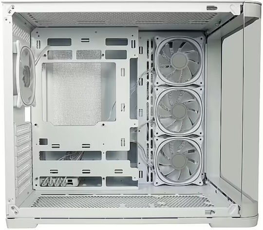 LC-Power Gaming 8001W Pro-Storm Light Midi Tower Компютърна кутия със страничен прозорец и RGB осветление Бял