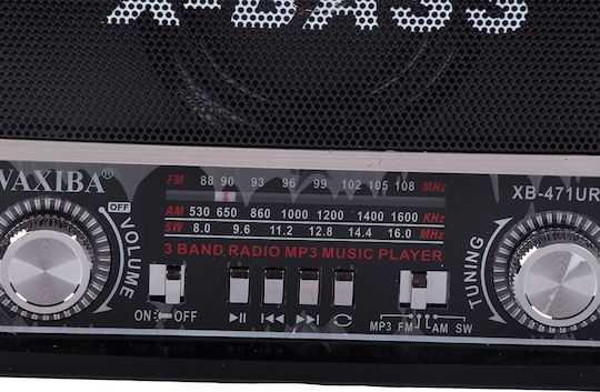 Waxiba XB-471URT Φορητό Ραδιόφωνο Μπαταρίας με USB Μαύρο