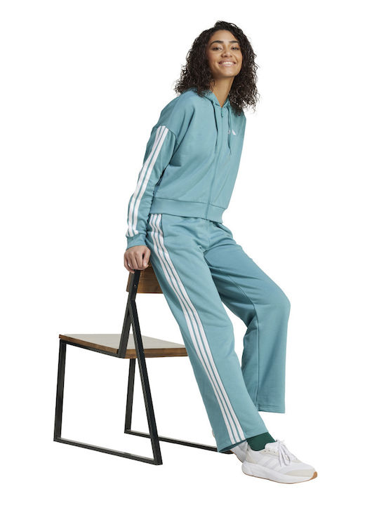 Essentials 3-stripes French Terry Women's Sweatshirt Jacket Hooded Blue