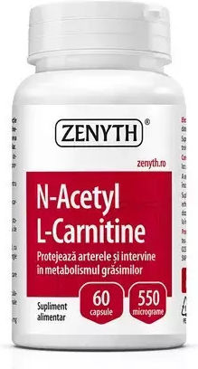 Zenyth N-Acetyl L-Carnitine cu Carnitină 550mg și Gust Energie 60 capace