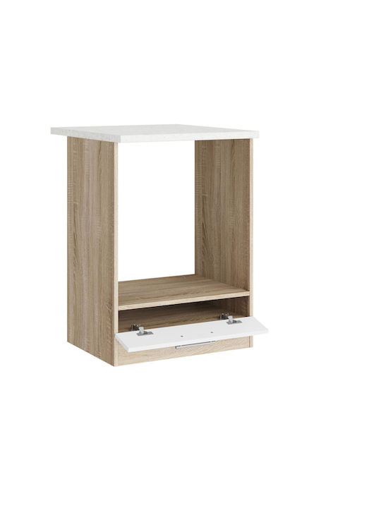 Шкаф за Долен Фурна с плот за работа Sonoma Oak, White 60x46x85бр