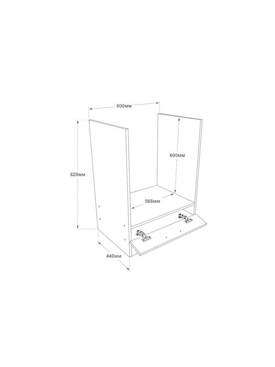 Шкаф за Долен Фурна с плот за работа White, White Craft Oak 60x46x85бр