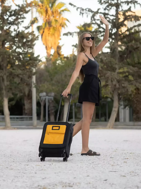 Newcom Βαλίτσα Ταξιδίου Καμπίνας Υφασμάτινη Yellow με 4 Ρόδες Ύψους 45εκ.