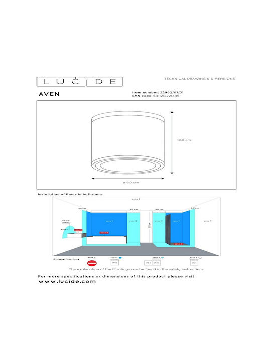 Lucide Lightning Aven Single Spot with Socket GU10 in White Color
