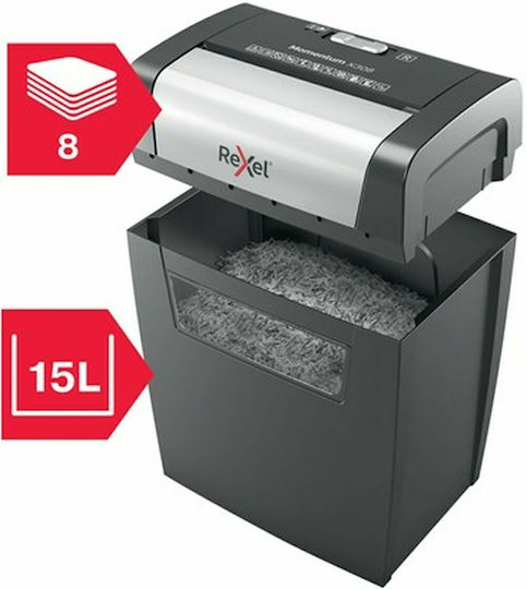 Rexel Aktevernichter Momentum X308 Querschnitt 8 Blätter mit Behälter 15Es