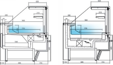 Infrico Meat Display Case VBC 25 RCP H129xW250xD115cm