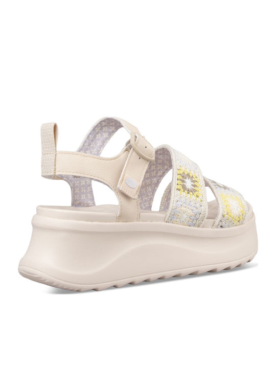 Flache Sandalen für Damen mit Riemen Flatforms in Beige Farbe