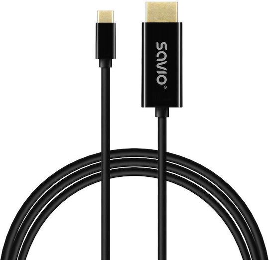 Savio Cable HDMI male - USB-C male 2m Μαύρο