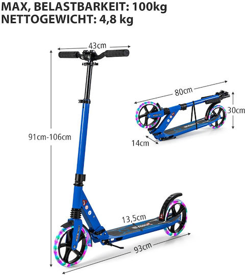 Costway Kinderroller Klappbar 2-Rad Blau