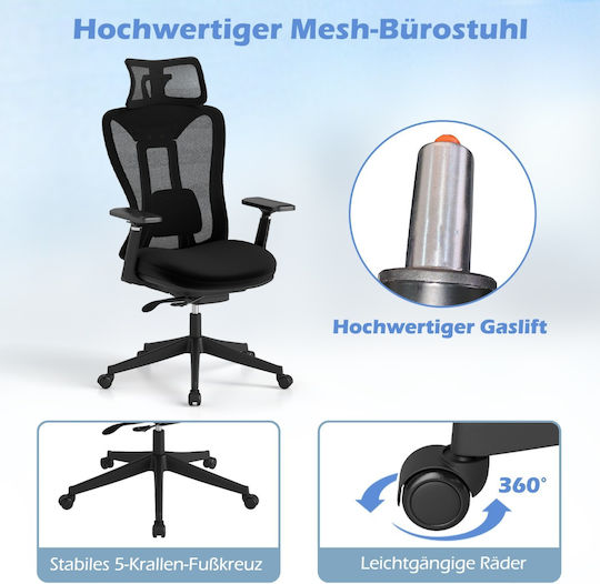 Costway Scaun De Birou Cu Brațe Reglabile Negru