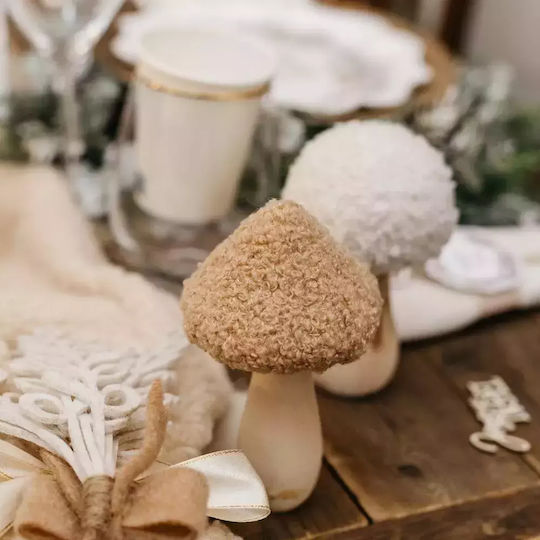 Beauty Home Коледна Дървена Фигура Форма На Гъба Бежова Дължина 7.5см Форма На Гъба
