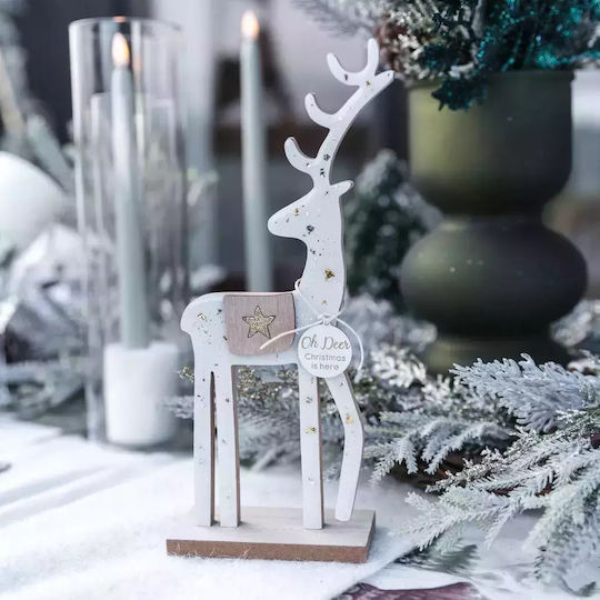 Beauty Home Christmas Wooden Figure Reindeer White Height 25cm