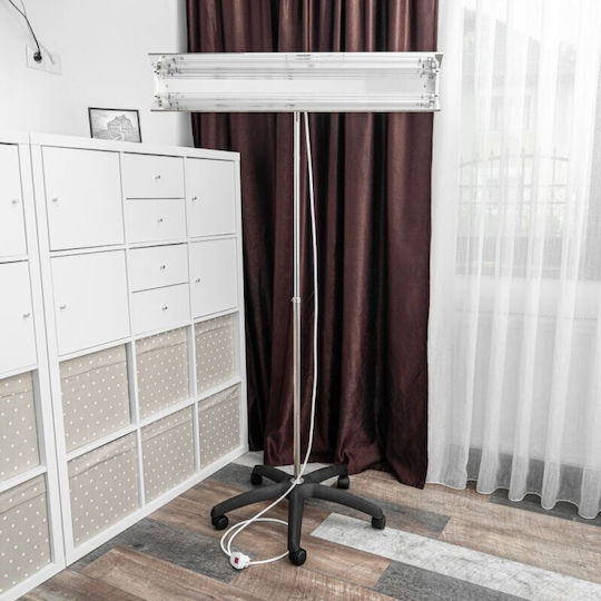 Portable Uvc Bactericidal Lamp 2x55w Adjustable Telescopic Stand 100-190 Cm Reflector 60 Sqm