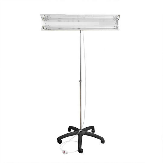 Portable Uvc Bactericidal Lamp 2x55w Adjustable Telescopic Stand 100-190 Cm Reflector 60 Sqm