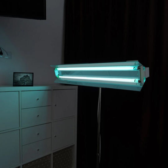 Portable Uvc Bactericidal Lamp 2x55w Adjustable Telescopic Stand 100-190 Cm Reflector 60 Sqm