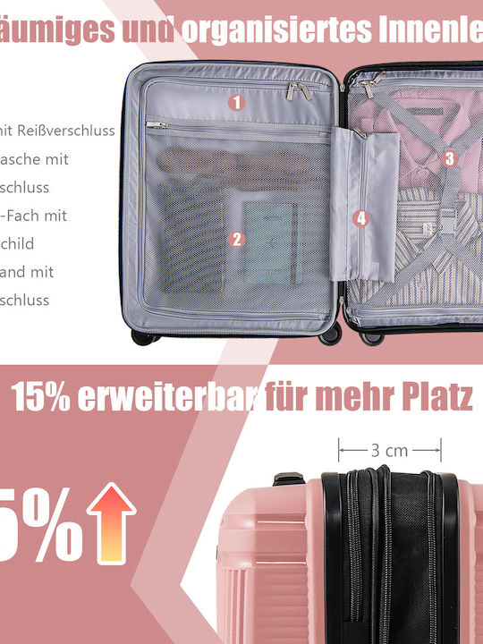 Costway Hard Pink Suitcases With 4 Wheels Set Of 2 Pieces