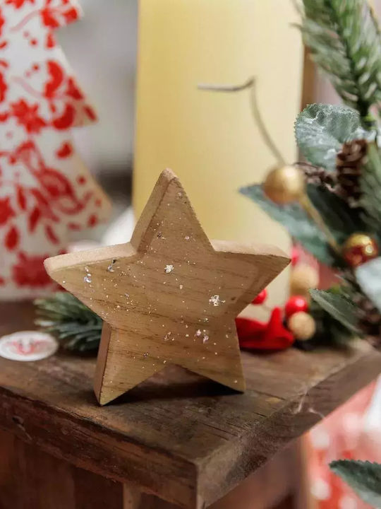 Beauty Home Wood Christmas Decorative Pendant Star 7.5x1.5x7.5cm Silver
