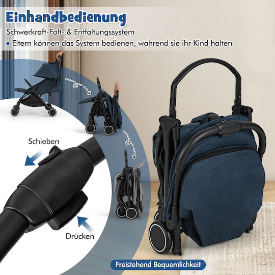 Costway Baby Stroller Suitable for Newborn Blue 6.6kg