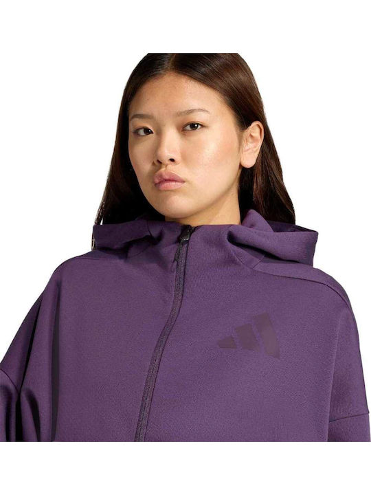 Z.n.e. Fz Plum Women's Short Lifestyle Jacket for Winter with Hood Plum