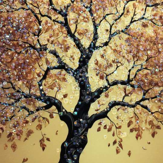 Wooden Threefold Wall Painting 150x70 With Golden Frame Embossed Strass Keskor 250703-23
