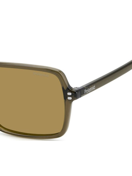 Polaroid Women's Sunglasses with Green Plastic Frame and Brown Lens PLD6247/S 09Q/MU