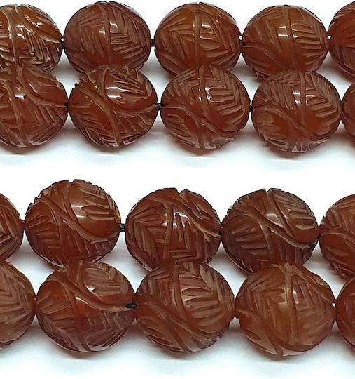 Roloi Komboloi Graven Mastic Worry Beads with 33 Beads Brown 44cm