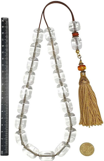 Roloi Komboloi Glass Worry Beads with 19 Beads Transparent 47cm