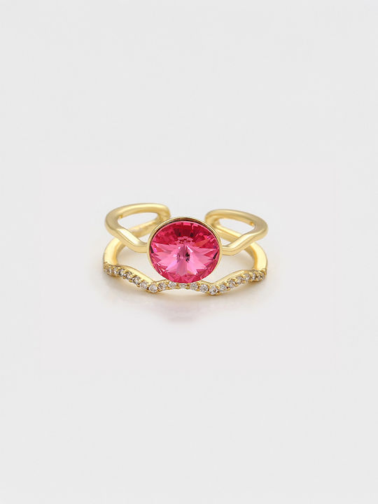 Chrysothemiss Γυναικείο Δαχτυλίδι Pink Blaze Επιχρυσωμένο Ροζ Κρύσταλλο Chrysothemiss Γυναικείο Δαχτυλίδι Pink Blaze Επιχρυσωμένο Ροζ Κρύσταλλο