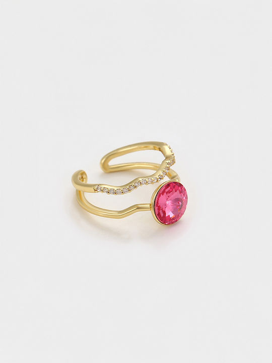 Chrysothemiss Damenring Pink Blaze Vergoldet Rosa Kristall