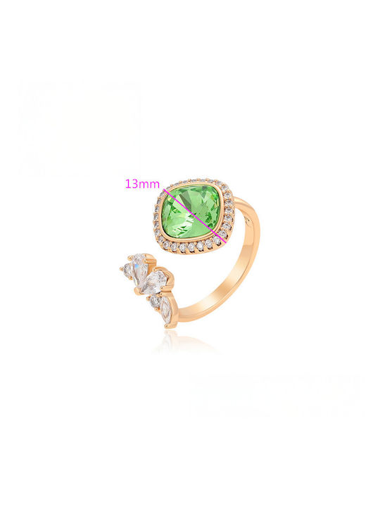 Chrysothemiss Women's Ring Green Elegance Gold Plated Green Crystal